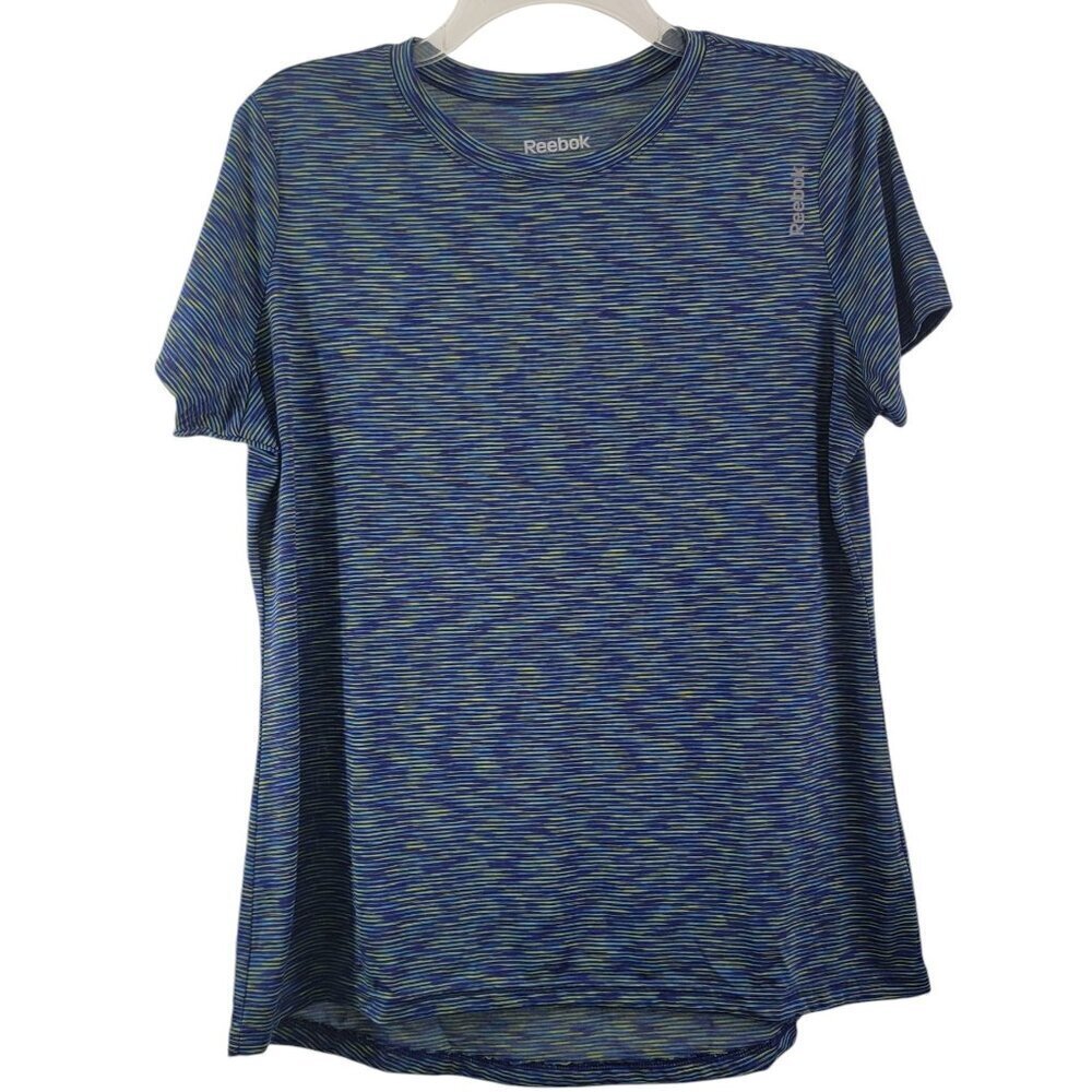 Reebok Women’s Speedwick Performance Blue Space Dye Workout Top – Size Large